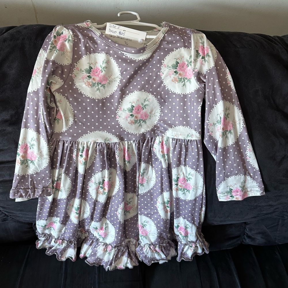 Floral Polka Dot Kids Dress